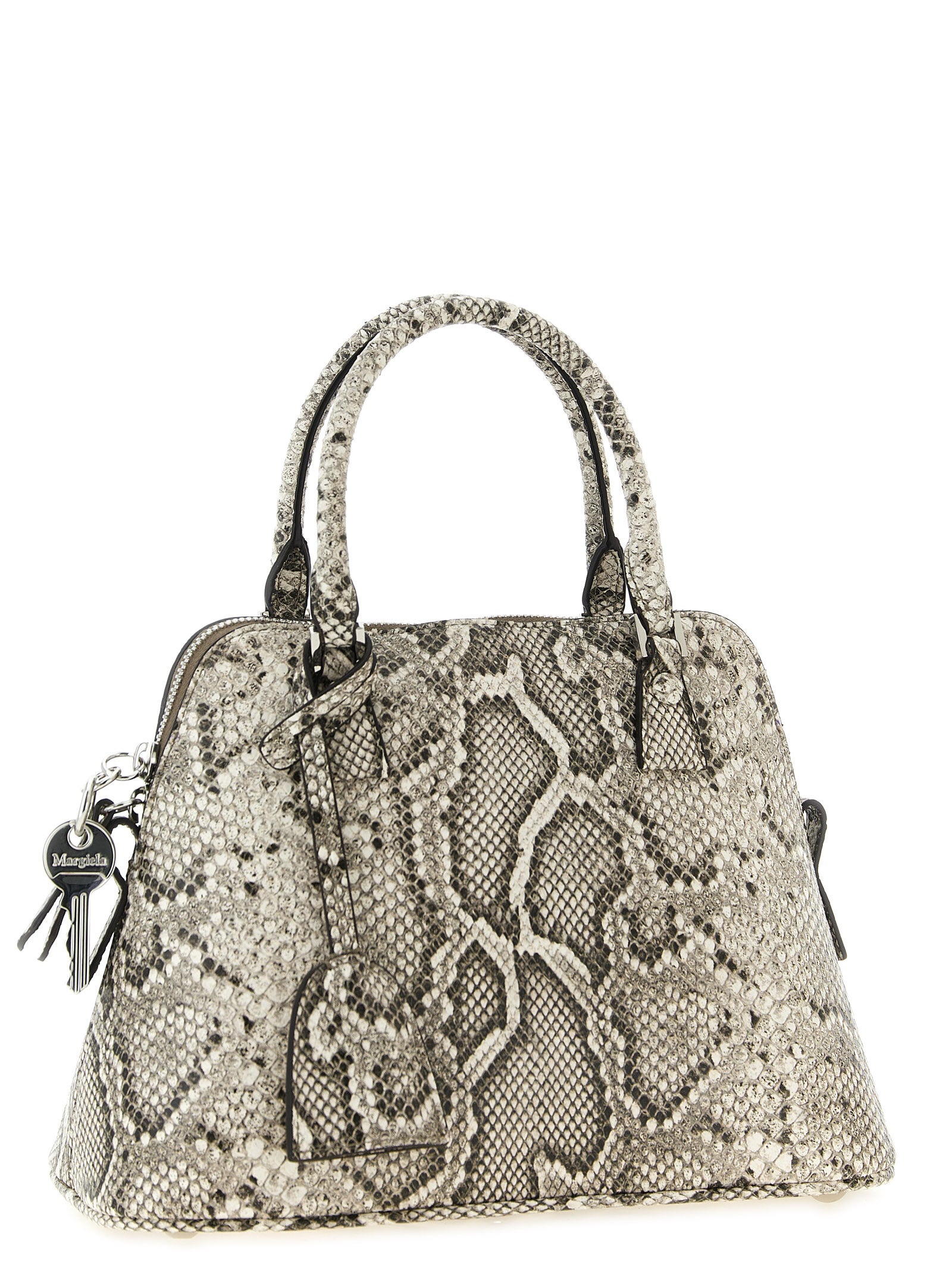 Mini Shoulder Bag by Maison Margiela for women in pvc & leather gray, silver, signature-print & print features a distinguished silhouette, showcasing a secure and distinguished with versatile shoulder-strap for a distinguished finish.