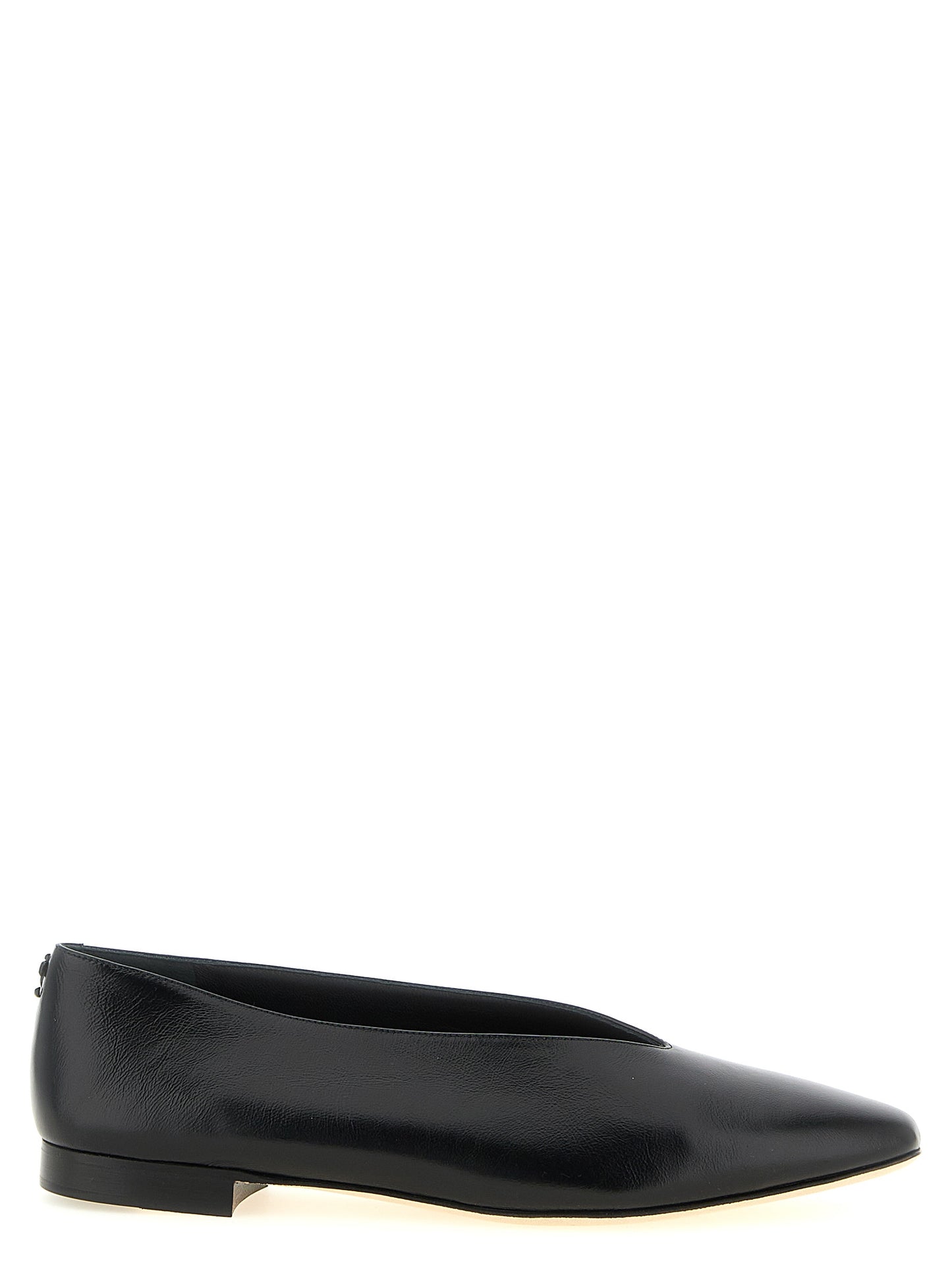 Ballet Flat Shoes by Jimmy Choo for women in plastic leather black & monogram presents a impeccable silhouette as Women's Plastic Leather Ballet Flat Shoes, artfully designed with a and a impeccable for a refined, upscale finish.