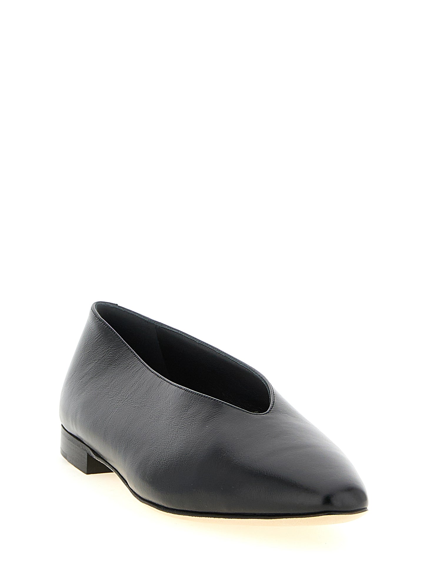 Ballet Flat Shoes by Jimmy Choo for women in plastic leather black & monogram showcases a dynamic silhouette, artfully capturing Women's Plastic Leather Ballet Flat Shoes through its distinctive and elegant .