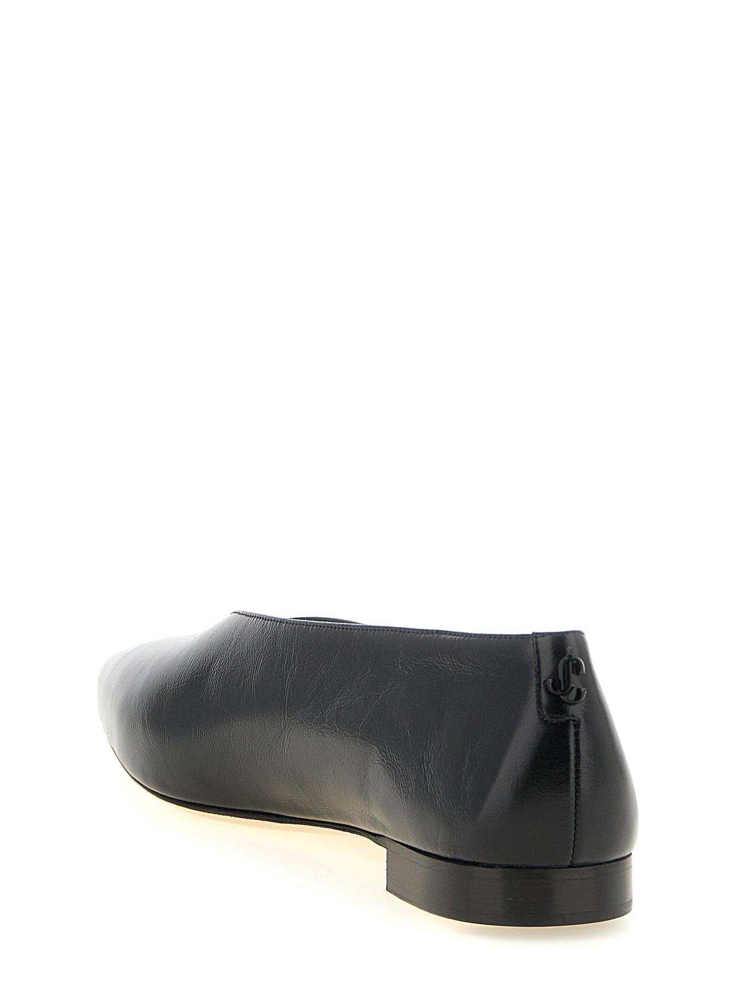 Ballet Flat Shoes by Jimmy Choo for women in plastic leather black & monogram showcases a resplendent Women's Plastic Leather Ballet Flat Shoes aesthetic with a and .