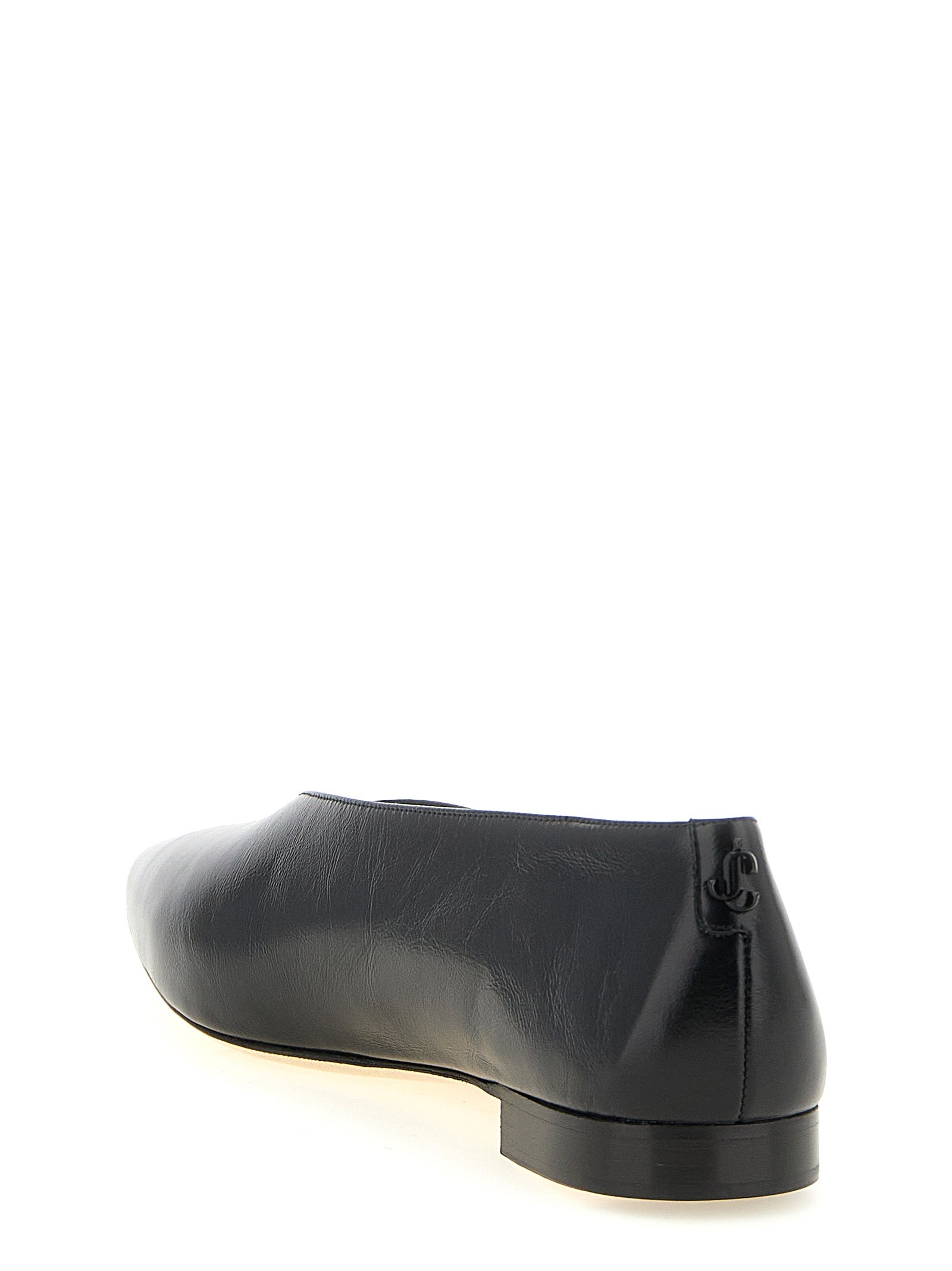 Ballet Flat Shoes by Jimmy Choo for women in plastic leather black & monogram showcases a resplendent Women's Plastic Leather Ballet Flat Shoes aesthetic with a and .