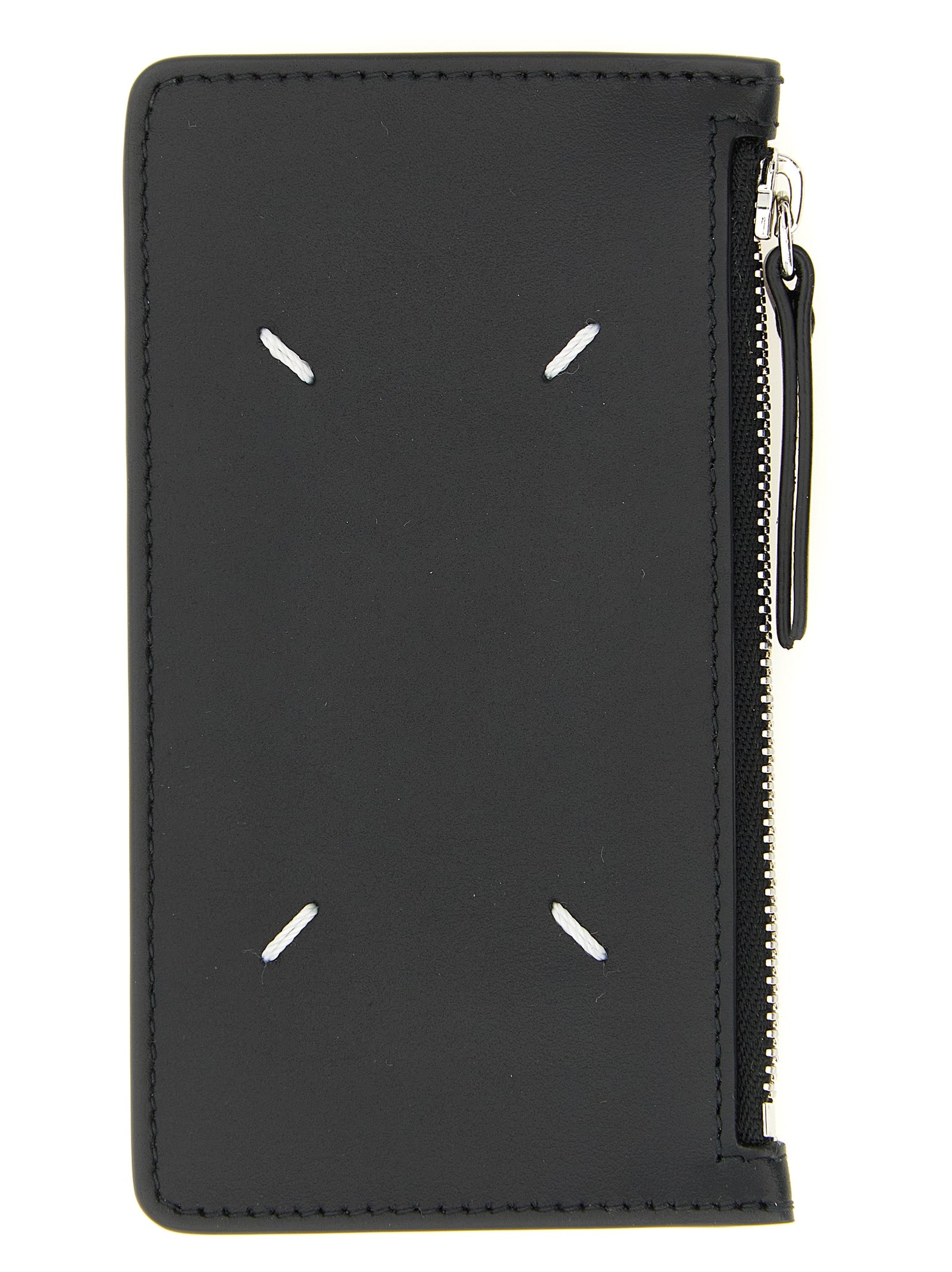 Cardholder Card Case by Maison Margiela for men in bos taurus suede calf leather black, silver & signature features an meticulous design, elegantly showcasing the refined Four Stitches Bos Taurus Suede Calf Leather Cardholder Card Case aesthetic while integrating sophisticated card-organization.