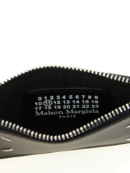 Cardholder Card Case by Maison Margiela for men in bos taurus suede calf leather black, silver & signature features a refined silhouette, showcasing the elegant lines of the Four Stitches Bos Taurus Suede Calf Leather Cardholder Card Case alongside premium card-organization for a refined finish.