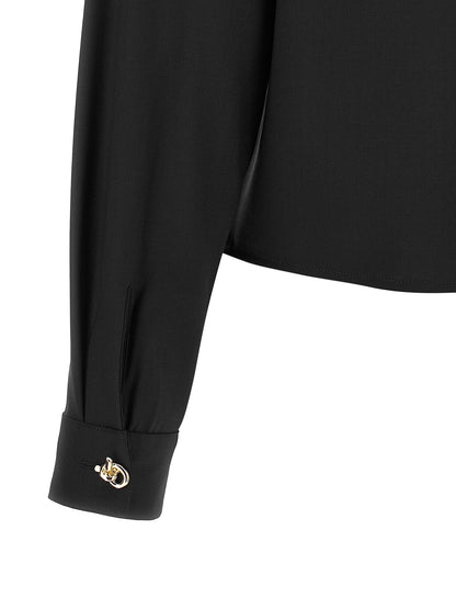 Blouse by Fabiana Filippi for women in polyamide & virgin wool black & gold features an architectural silhouette with a refined and elegant for a architectural look.