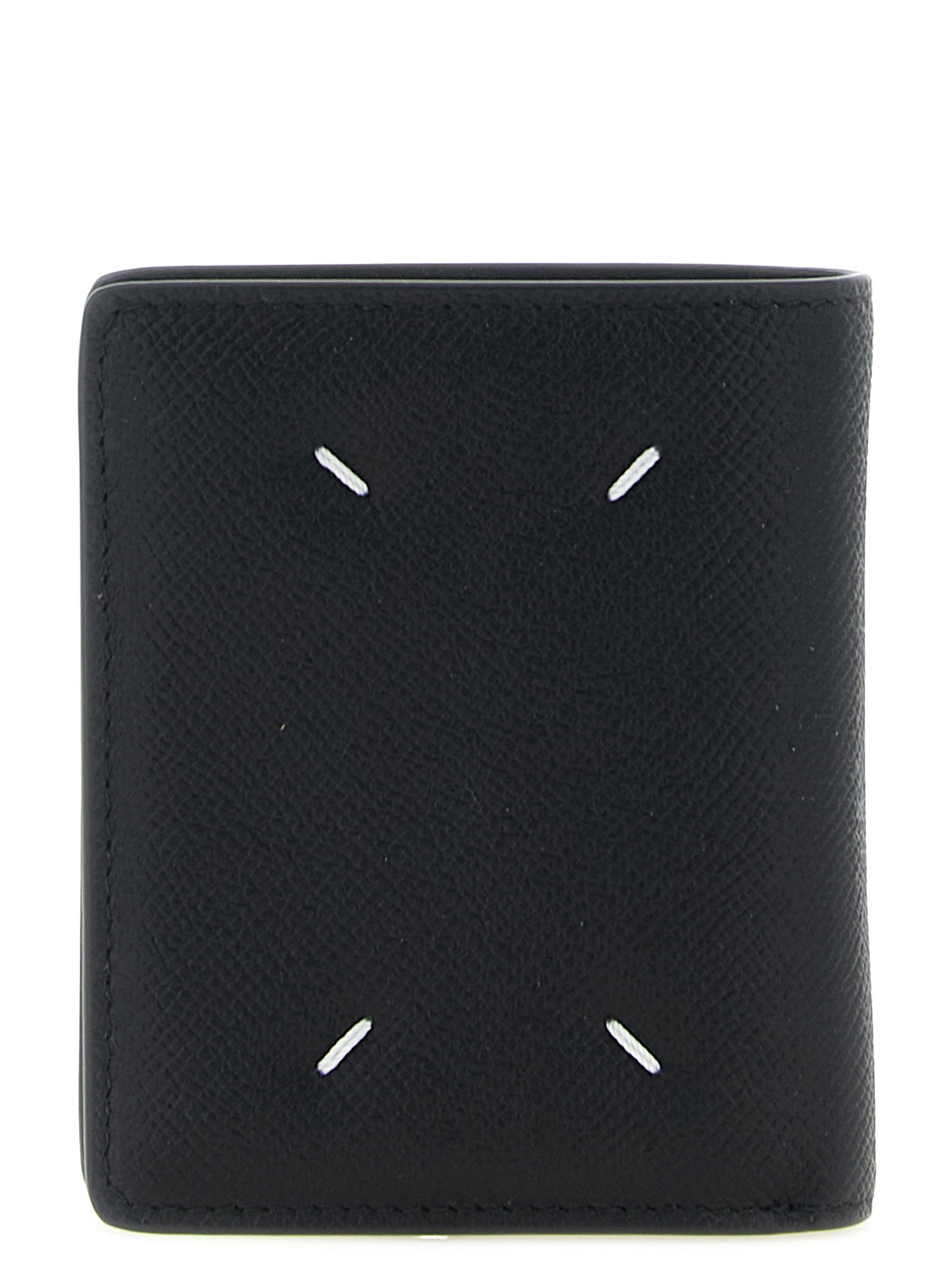 Cardholder Wallet by Maison Margiela for men in bos taurus calf suede leather black & signature showcases a discerning silhouette, artfully capturing the essence of Four Stitches Bos Taurus Calf Suede Leather Cardholder Wallet with its functional card-organization compact-design coin-purse.