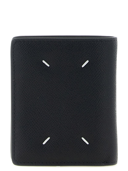 Cardholder Wallet by Maison Margiela for men in bos taurus calf suede leather black & signature showcases a discerning silhouette, artfully capturing the essence of Four Stitches Bos Taurus Calf Suede Leather Cardholder Wallet with its functional card-organization compact-design coin-purse.