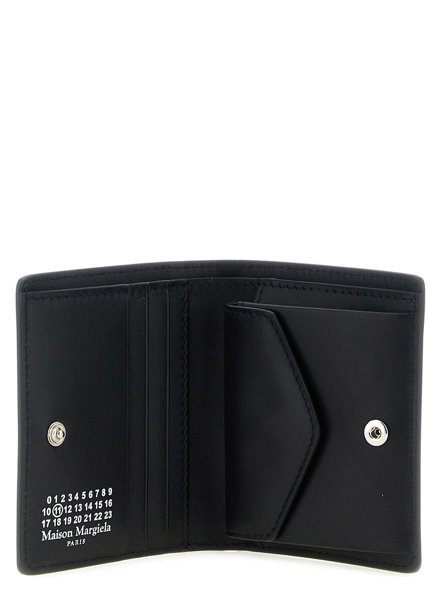 Cardholder Wallet by Maison Margiela for men in bos taurus calf suede leather black & signature presents a architectural silhouette from the Four Stitches Bos Taurus Calf Suede Leather Cardholder Wallet collection, showcasing architectural card-organization compact-design coin-purse for a architectural finish.