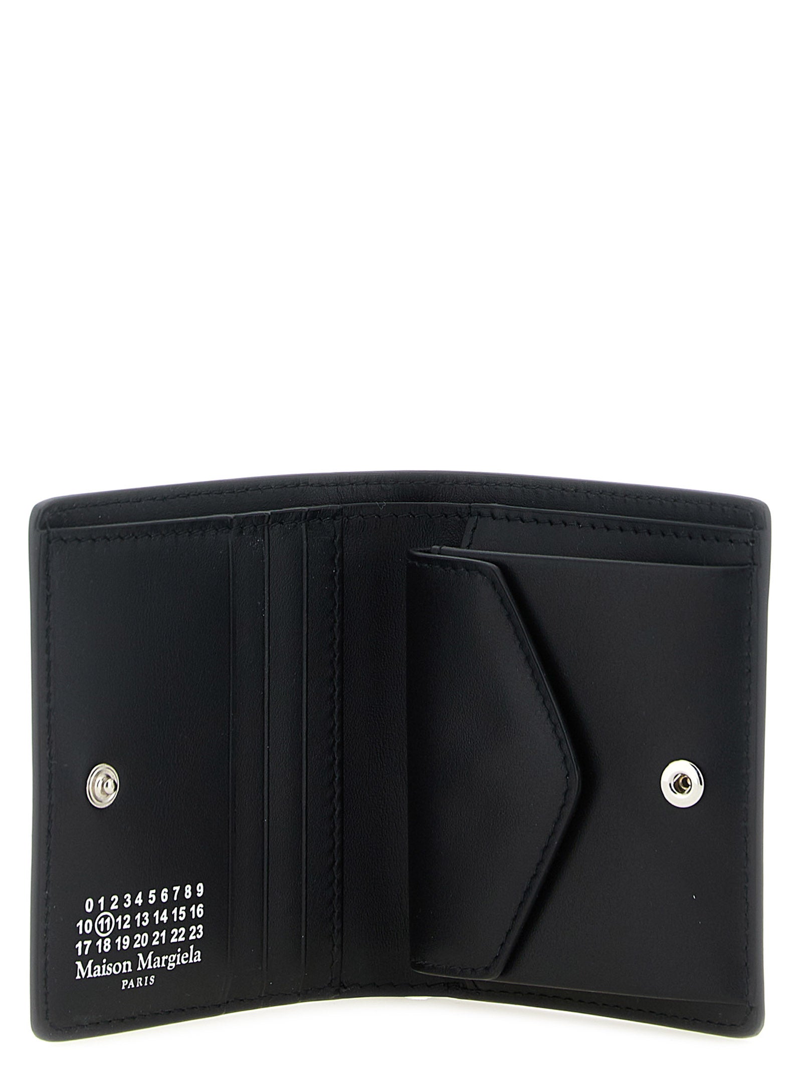 Cardholder Wallet by Maison Margiela for men in bos taurus calf suede leather black & signature presents a architectural silhouette from the Four Stitches Bos Taurus Calf Suede Leather Cardholder Wallet collection, showcasing architectural card-organization compact-design coin-purse for a architectural finish.