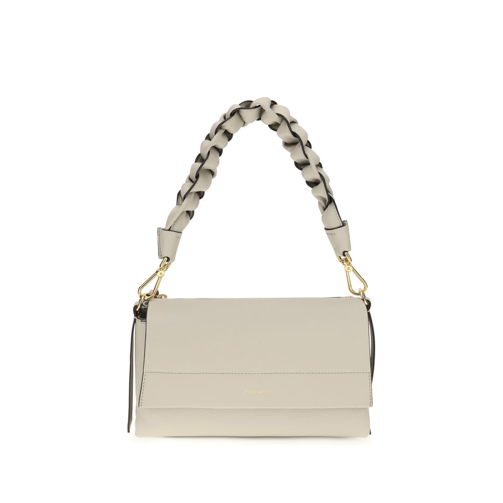 2-in-1 Shoulder & Crossbody Flap Bag by Coccinelle for women in bos taurus calf leather beige features an effortlessly chic silhouette with a secure flap, zipper & magnetic, ample external-pockets, and versatile crossbody-strap, shoulder-strap, adjustable-strap & handle for effortlessly chic everyday luxury.