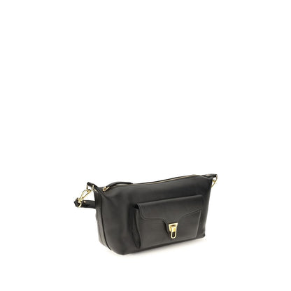 Shoulder Bag by Coccinelle for women in bos taurus calf leather black, gold & signature features a effortless sophistication silhouette, secured by a zipper with ample external-pockets and versatile shoulder-strap & adjustable-strap for a effortless sophistication finish.