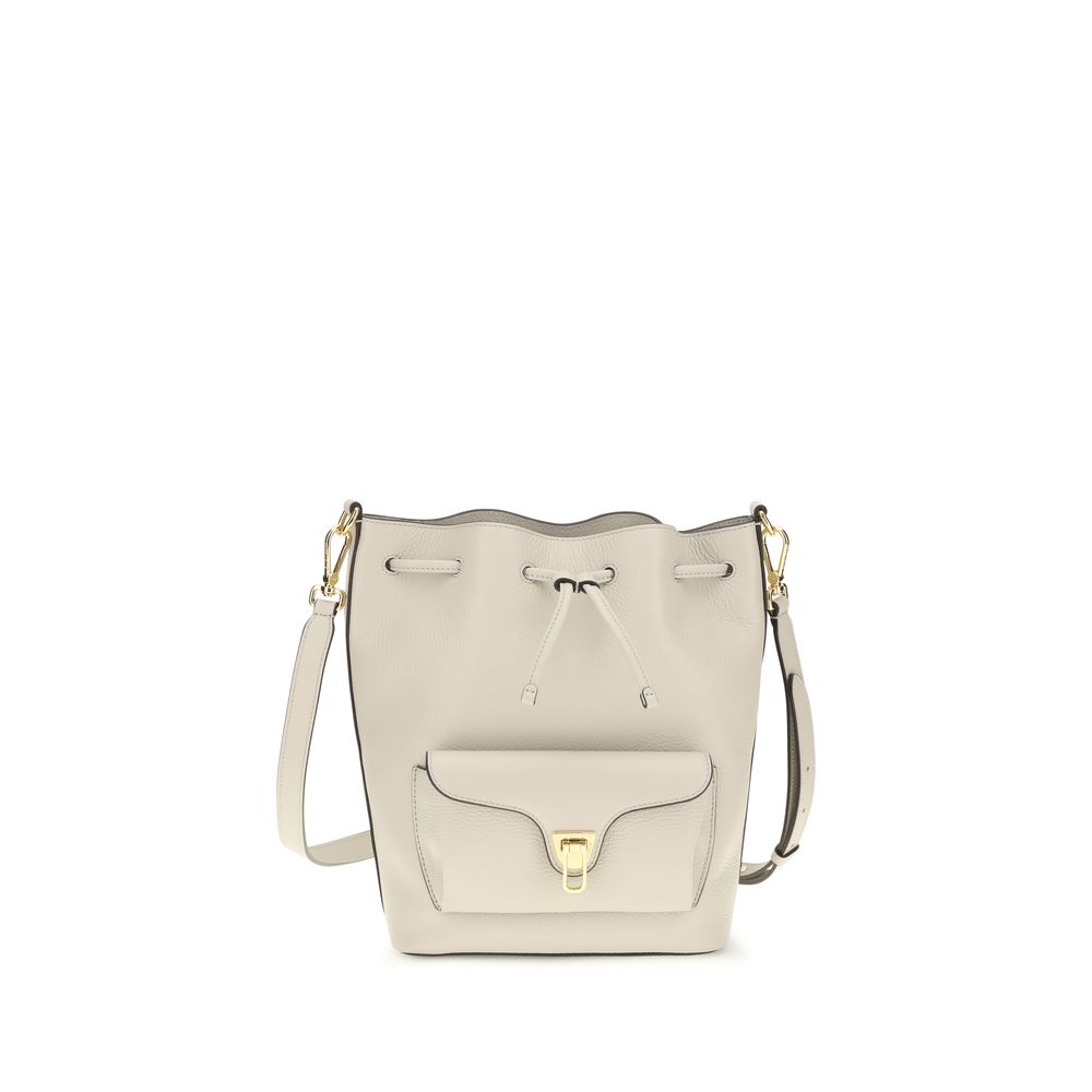 Mini Crossbody Bucket Handbag by Coccinelle for women in bos taurus calf leather green features a effortlessly chic silhouette, showcasing a secure drawstring and ample external-pockets with versatile crossbody-strap, shoulder-strap & adjustable-strap for a effortlessly chic finish.