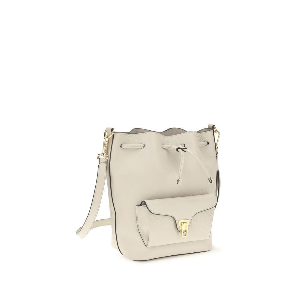 Mini Crossbody Bucket Handbag by Coccinelle for women in bos taurus calf leather green features a effortlessly chic silhouette, showcasing a secure drawstring, ample external-pockets, and versatile crossbody-strap, shoulder-strap & adjustable-strap for a effortlessly chic look.