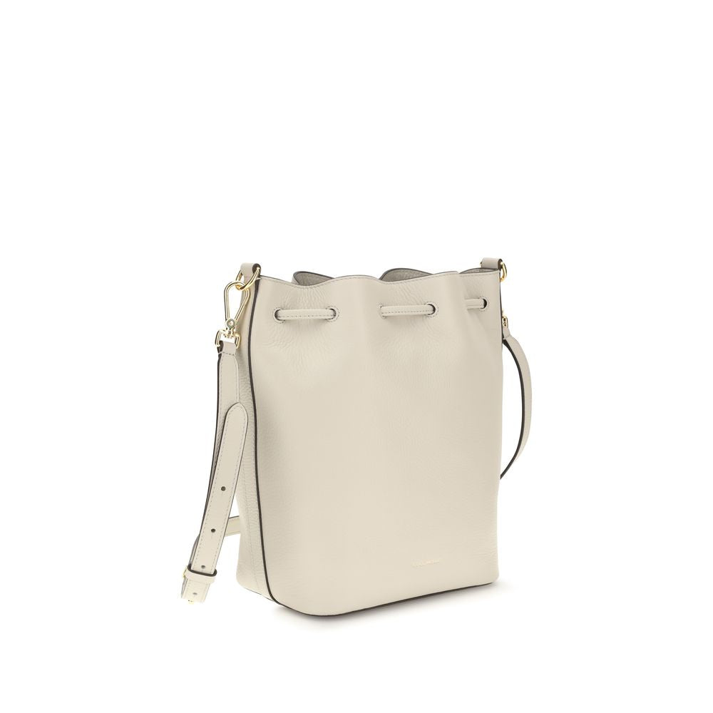 Mini Crossbody Bucket Handbag by Coccinelle for women in bos taurus calf leather green features an sun-drenched silhouette, showcasing a secure drawstring, ample external-pockets, and versatile crossbody-strap, shoulder-strap & adjustable-strap for a truly sun-drenched finish.