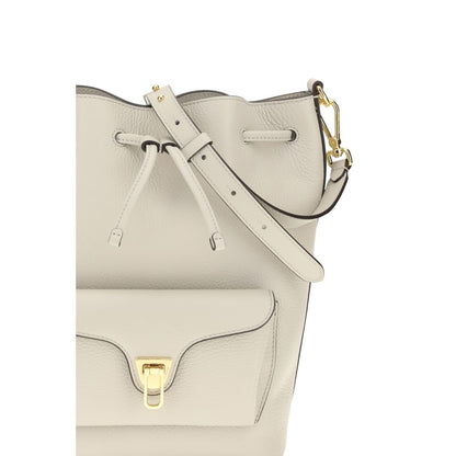 Mini Crossbody Bucket Handbag by Coccinelle for women in bos taurus calf leather green features a effortlessly chic silhouette, showcasing a secure drawstring with ample external-pockets and versatile crossbody-strap, shoulder-strap & adjustable-strap for a effortlessly chic finish.