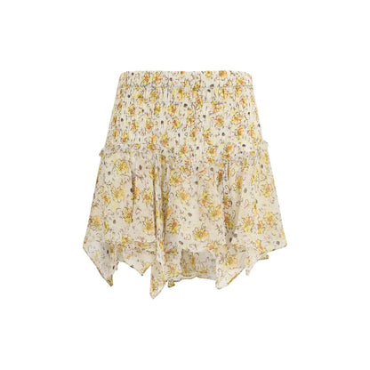 Skirt by Isabel Marant Étoile for women in viscose chiffon beige, natural & toile features an relaxed-yet-refined silhouette that elegantly showcases the Women's Asymmetrical Viscose Chiffon Mini Skirt design and sophisticated mini.