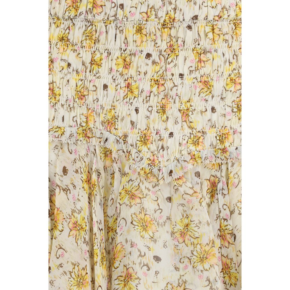 Skirt by Isabel Marant Étoile for women in viscose chiffon beige, natural & toile showcases a dramatic silhouette, artfully capturing the essence of the Women's Asymmetrical Viscose Chiffon Mini Skirt in a dramatic mini cut for a refined look.