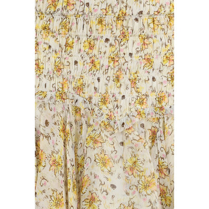 Skirt by Isabel Marant Étoile for women in viscose chiffon beige, natural & toile showcases a dramatic silhouette, artfully capturing the essence of the Women's Asymmetrical Viscose Chiffon Mini Skirt in a dramatic mini cut for a refined look.