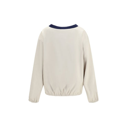Sweatshirt by Miu Miu for women in polyester beige & jacquard features a unrivaled silhouette with a refined v-neck neckline and unrivaled detailing for a sophisticated look.