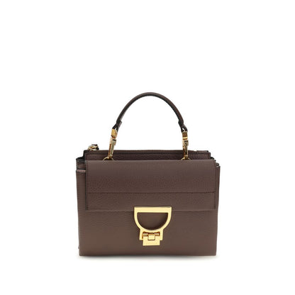 Coccinelle Arlettis Bos Taurus Calfskin Leather Flap Handbag - Brown Gold Monogram