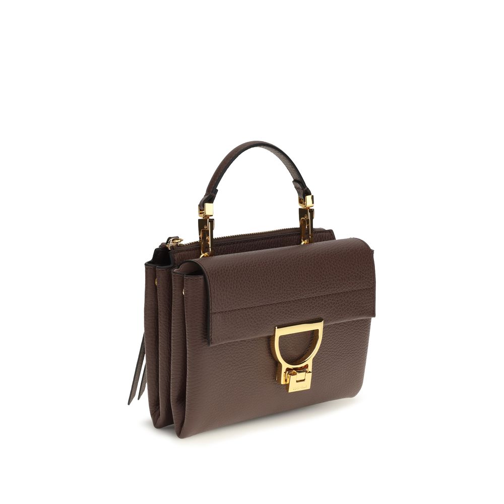 Coccinelle Arlettis Bos Taurus Calfskin Leather Flap Handbag - Brown Gold Monogram
