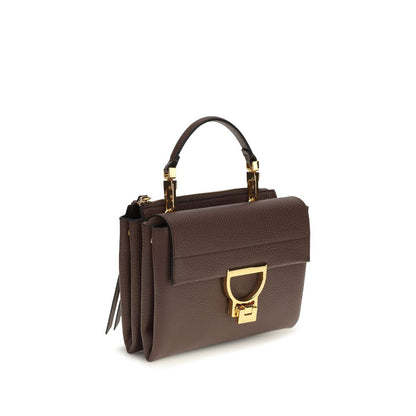 Coccinelle Arlettis Bos Taurus Calfskin Leather Flap Handbag - Brown Gold Monogram