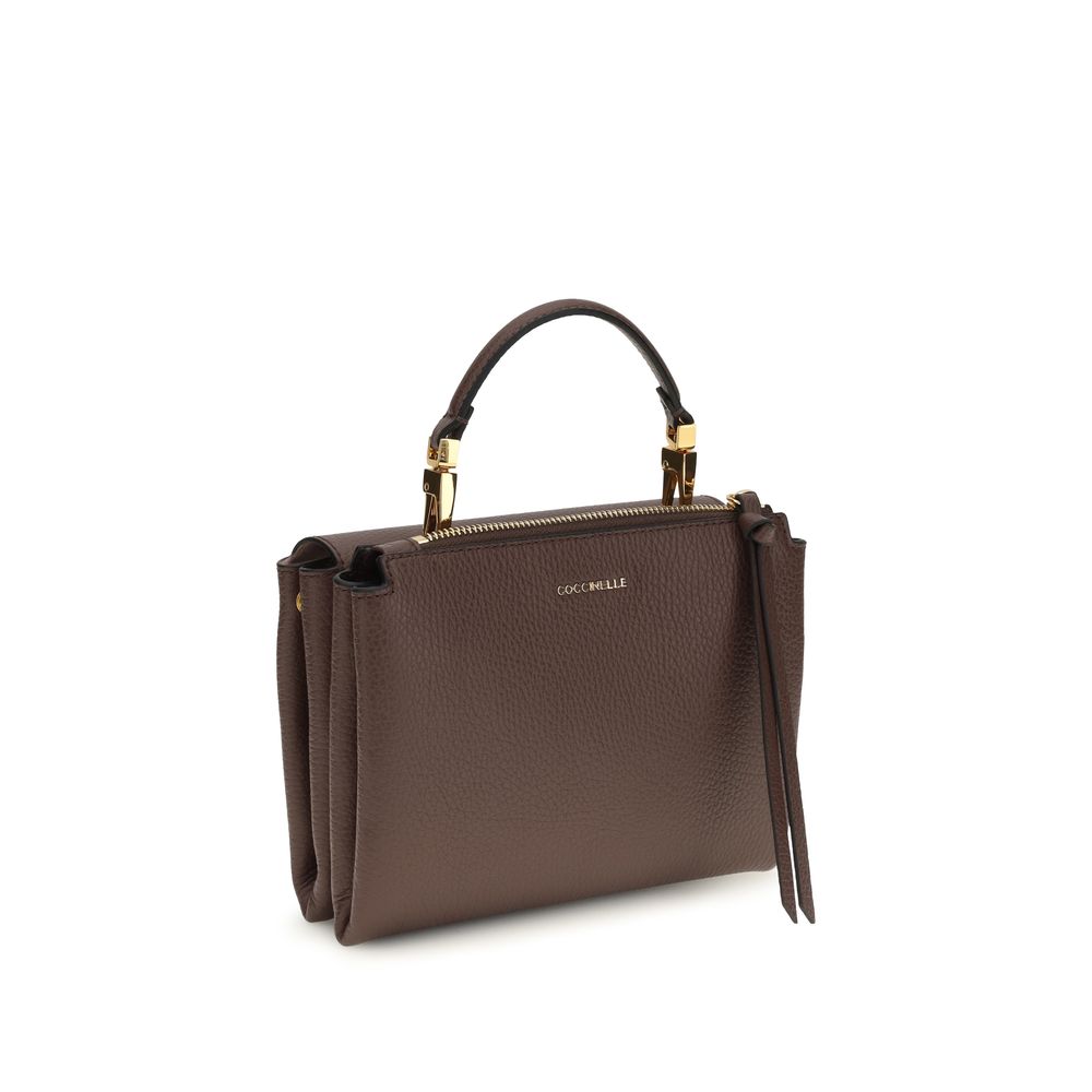 Coccinelle Arlettis Bos Taurus Calfskin Leather Flap Handbag - Brown Gold Monogram