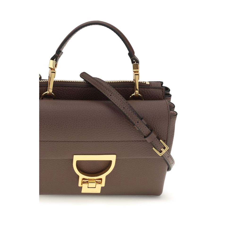 Coccinelle Arlettis Bos Taurus Calfskin Leather Flap Handbag - Brown Gold Monogram