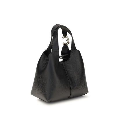 Small Crossbody Pouch Handbag by Coccinelle for women in bos taurus calf grained leather black, gold & signature presents a ornamental silhouette, showcasing a secure zipper & button, ample , and versatile crossbody-strap, shoulder-strap, handle, adjustable-strap & detachable-strap for a ornamental finish.