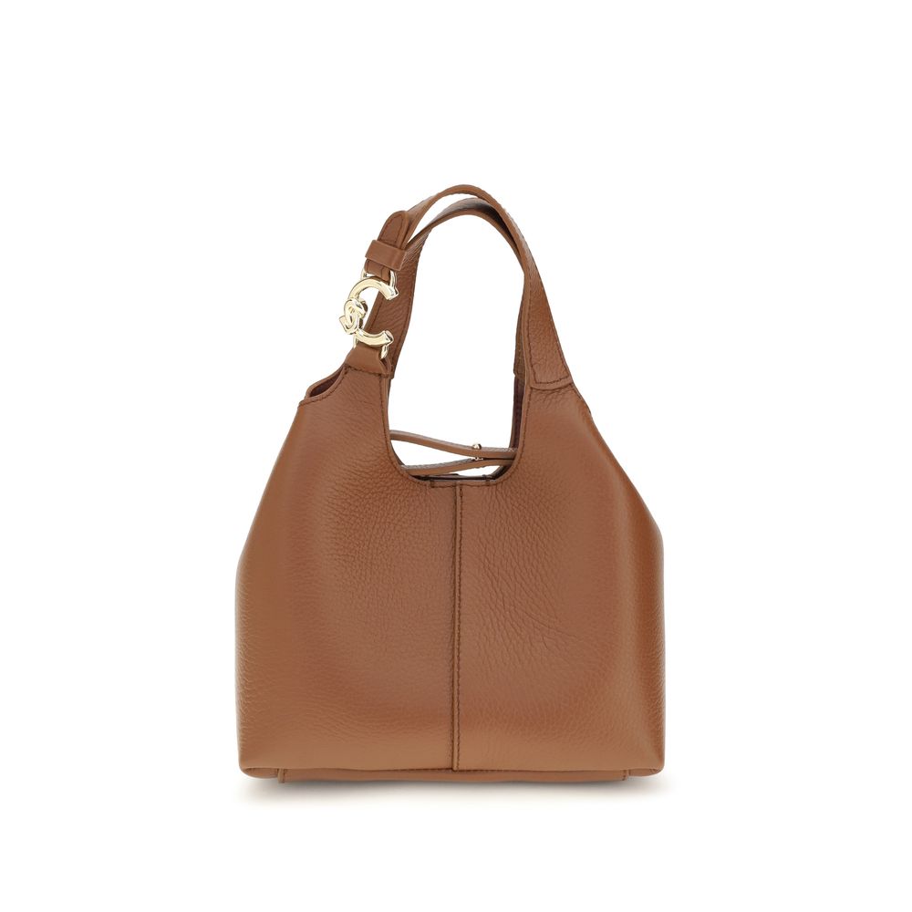Small Crossbody Pouch Handbag by Coccinelle for women in bos taurus calf grained leather brown & gold features a exquisite silhouette, showcasing a secure zipper & button and exquisite with versatile crossbody-strap, shoulder-strap, handle, adjustable-strap & detachable-strap for a exquisite finish.