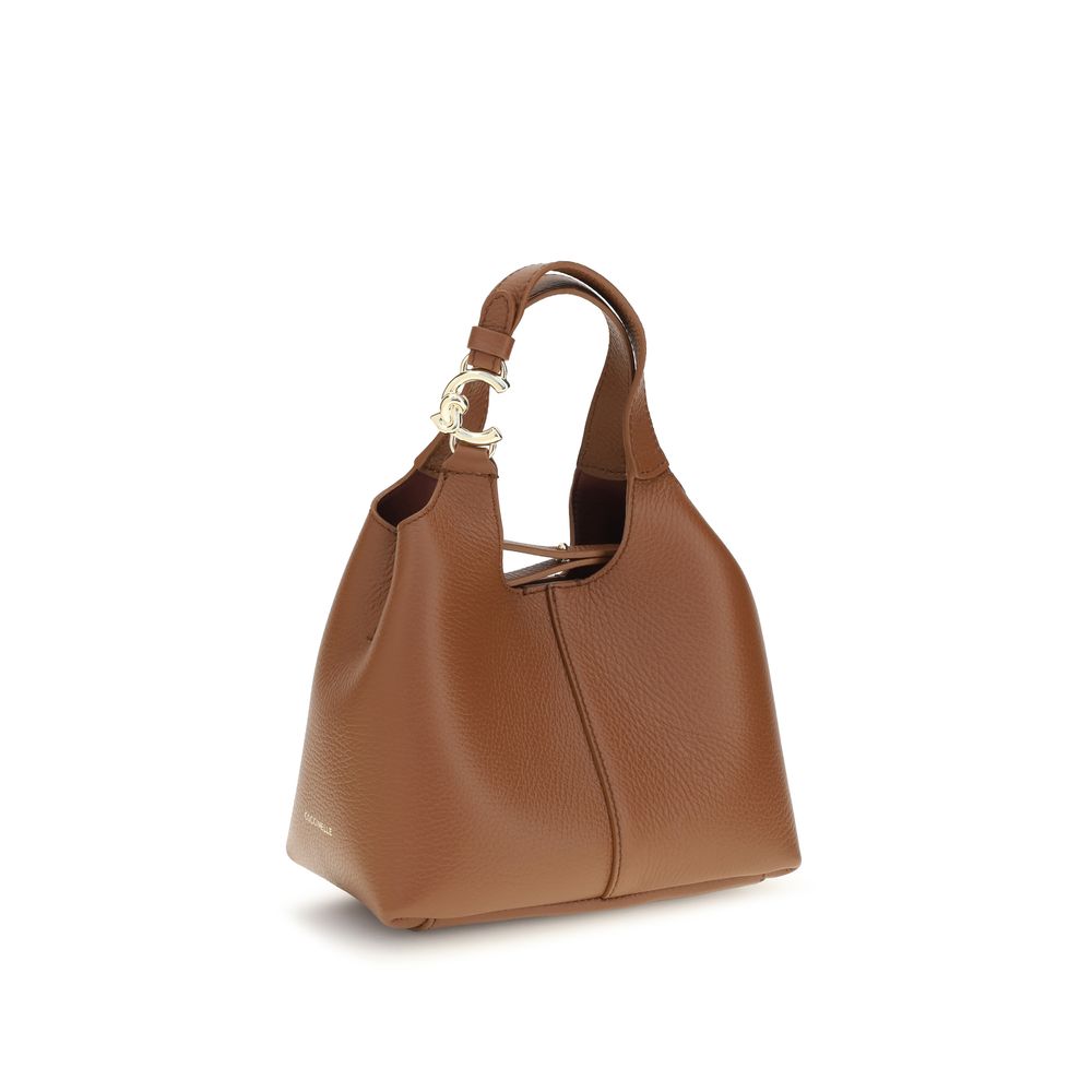 Small Crossbody Pouch Handbag by Coccinelle for women in bos taurus calf grained leather brown & gold features a contemporary silhouette, showcasing a secure zipper & button, ample , and contemporary crossbody-strap, shoulder-strap, handle, adjustable-strap & detachable-strap for a sophisticated look.