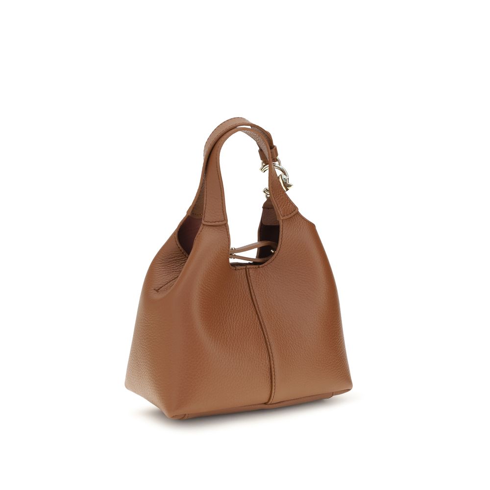 This Small Crossbody Pouch Handbag by Coccinelle for women in bos taurus calf grained leather and brown & gold presents a sculptural silhouette featuring a secure zipper & button, ample , and versatile crossbody-strap, shoulder-strap, handle, adjustable-strap & detachable-strap for a sculptural finish.