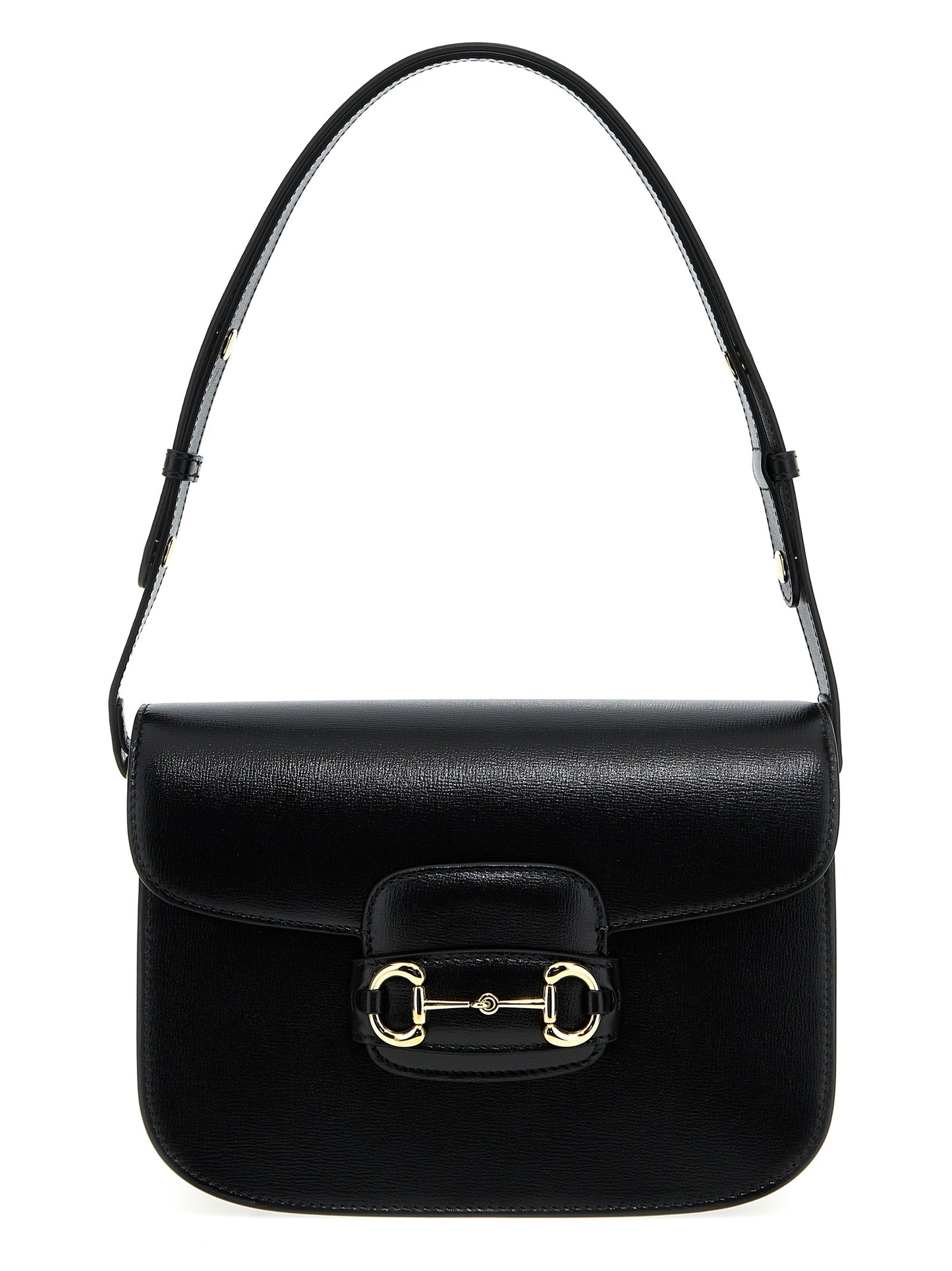 Gucci Horsebit Icon Leather Shoulder Bag - Black Gold