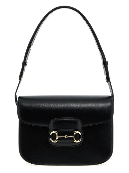 Gucci Horsebit Icon Leather Shoulder Bag - Black Gold