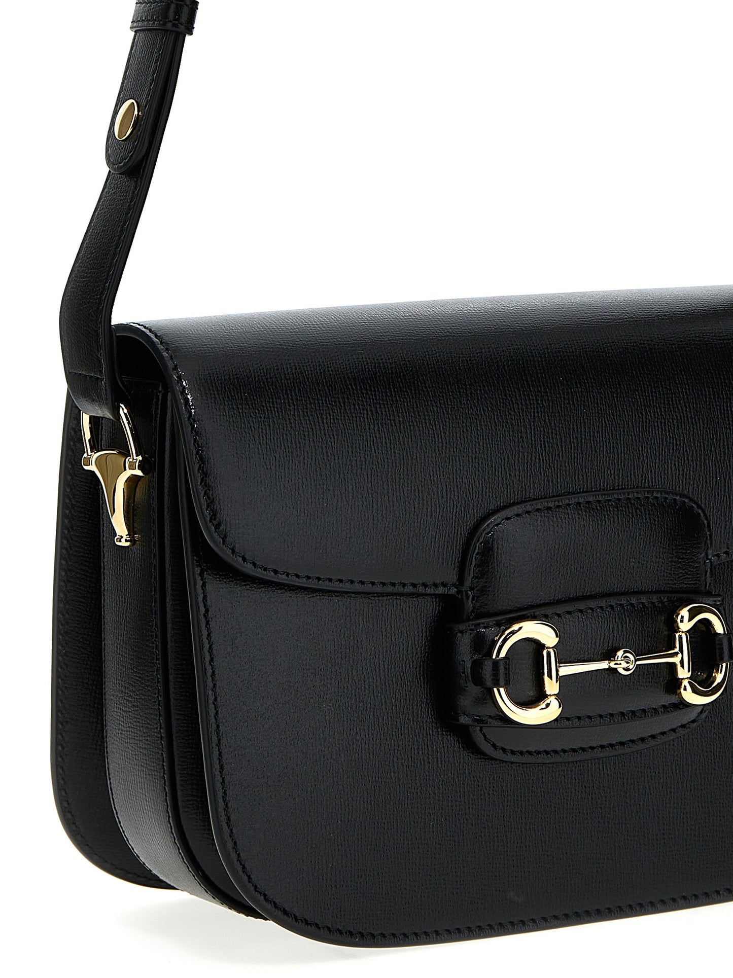 Gucci Horsebit Icon Leather Shoulder Bag - Black Gold