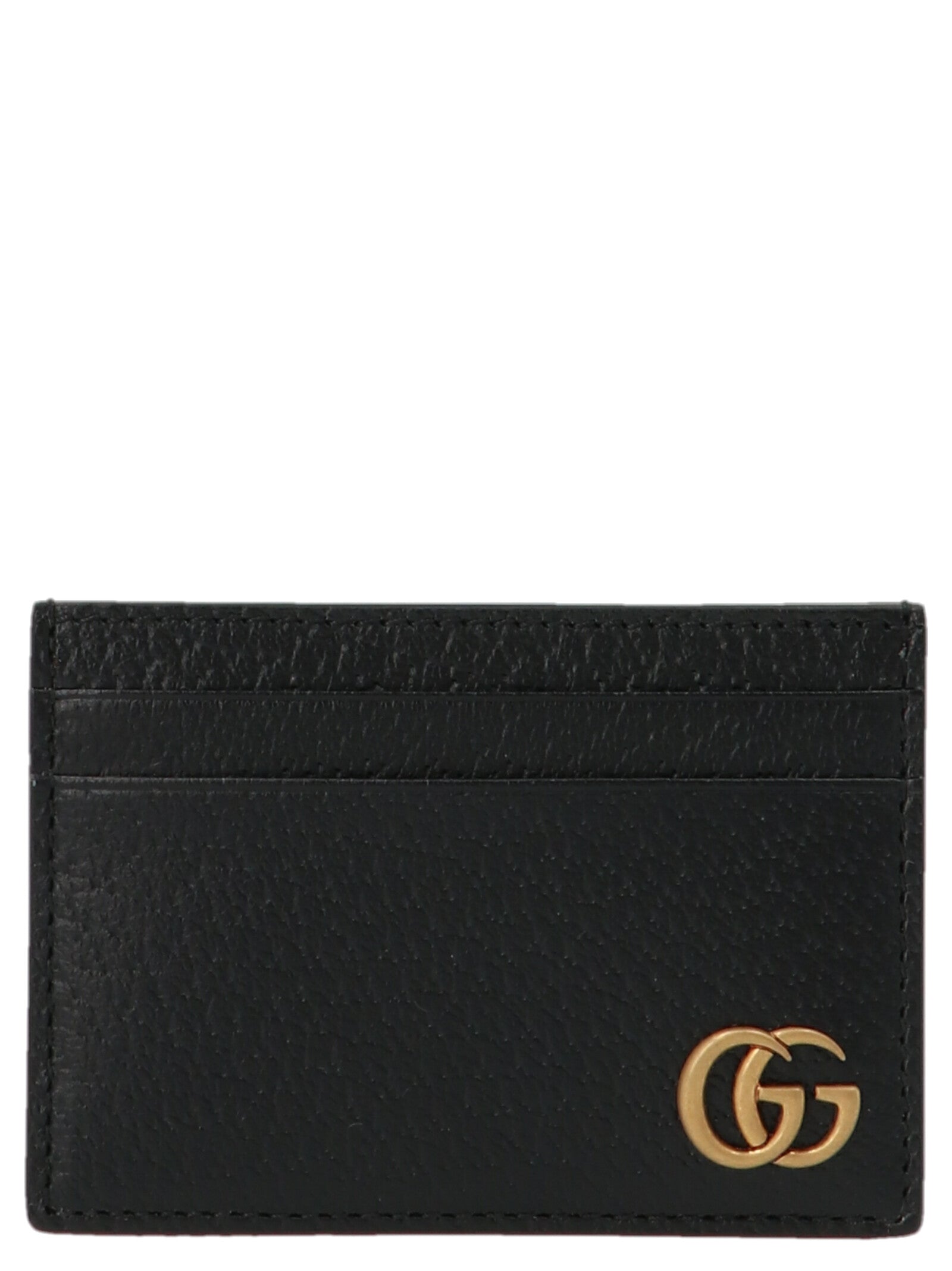 Cardholder Card Case by Gucci for men in calfskin leather black features a sleek silhouette, showcasing the sleek design of the Gg Marmont Calfskin Leather Cardholder Card Case with functional card-organization for a premium look.