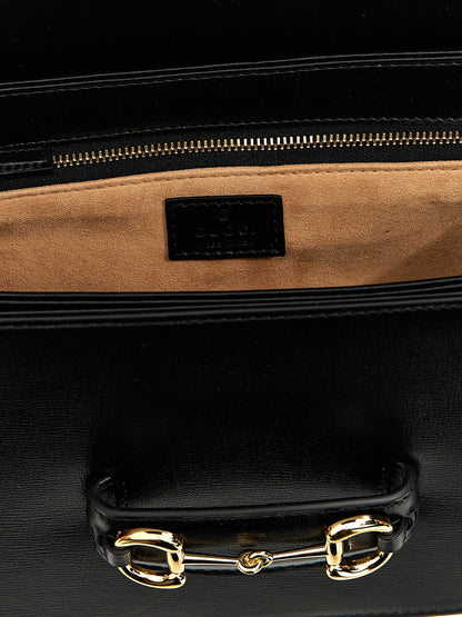 Gucci Horsebit Icon Leather Shoulder Bag - Black Gold