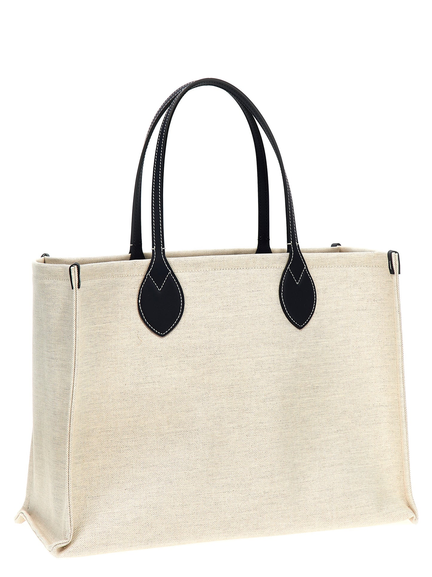 Gucci Cotton & Leather Shopper Pouch Tote Bag - Beige Print