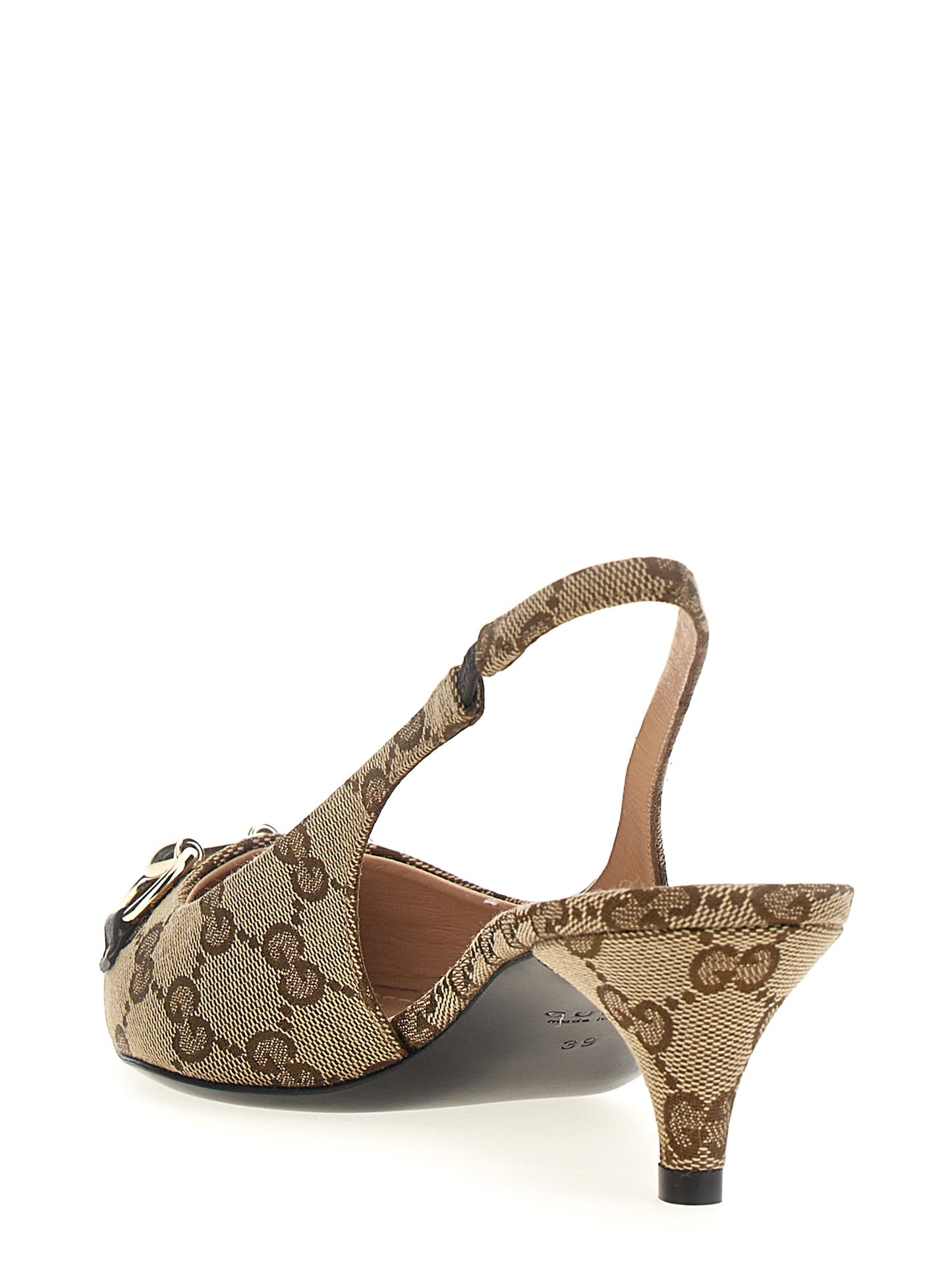 Gucci Gg Women's Polyamide Polyester & Cotton Low-Heel Mid-Heel Slingback Pumps Heels - Beige