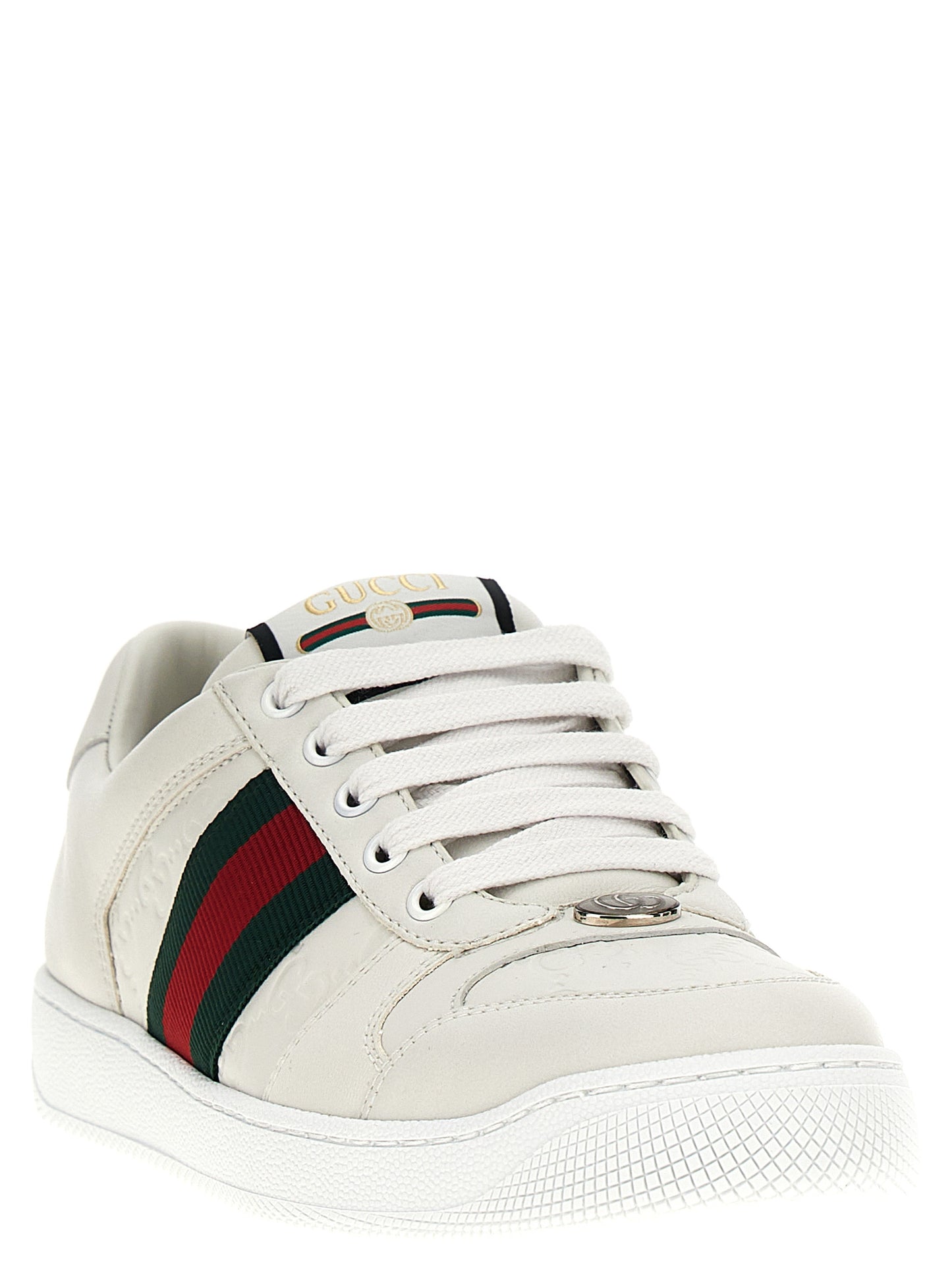 Sneakers by Gucci for women in lamb leather white presents a on trend silhouette from the Ribbon Women's Low Top Lamb Leather Sneakers collection, showcasing a on trend low-top style for an elevated aesthetic.