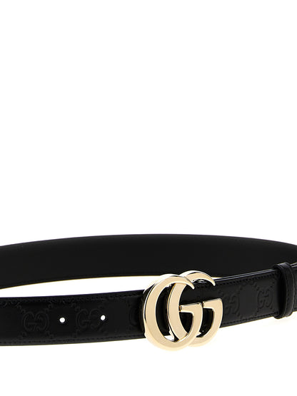 Belt by Gucci for women in bos taurus calfskin leather black features a artisanal-chic design, artfully capturing the essence of the Gg Bos Taurus Calfskin Leather Belt with a artisanal-chic finish.