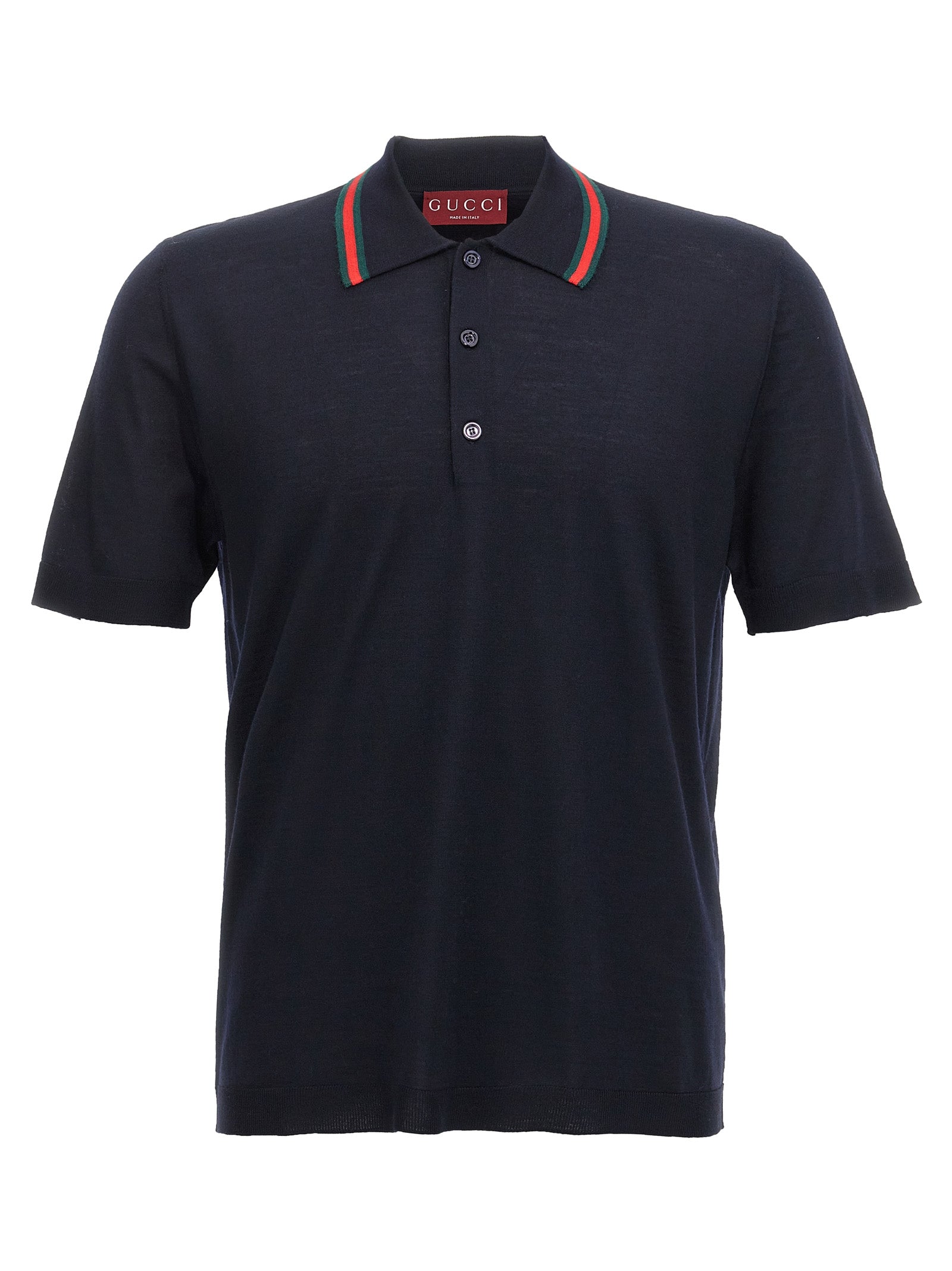 Polo Shirt by Gucci for men in wool blue showcases a enviable silhouette, featuring a refined and short-sleeve for a enviable finish.