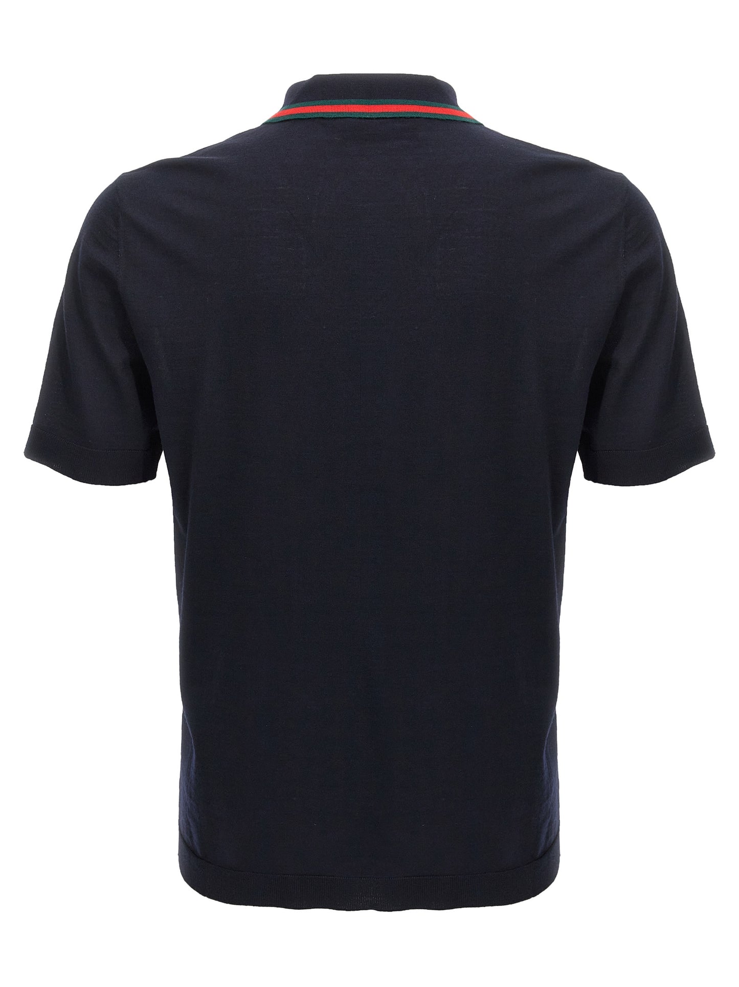 Polo Shirt by Gucci for men in wool blue presents a crisp silhouette, artfully detailed with a crisp and crisp .