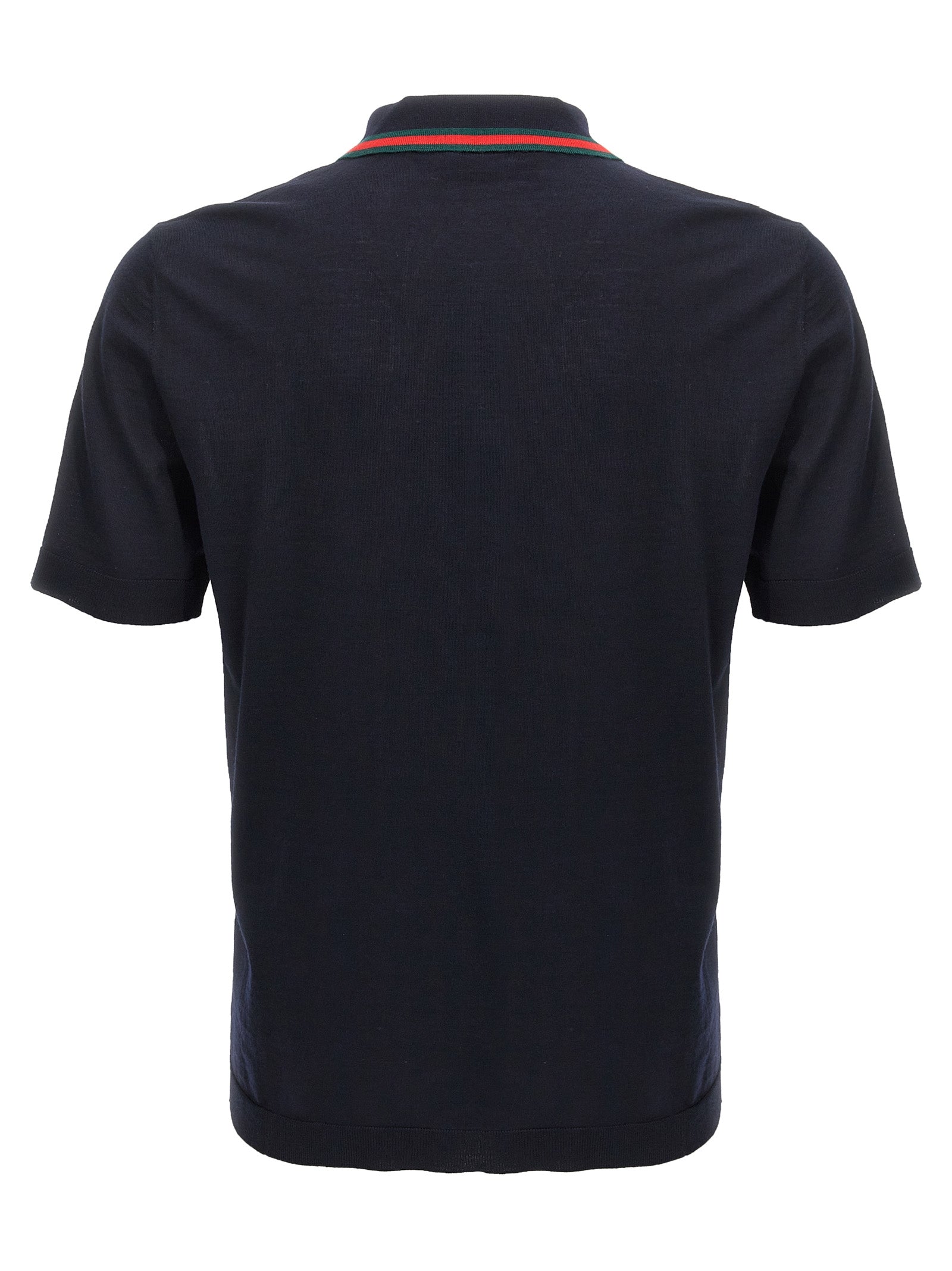 Polo Shirt by Gucci for men in wool blue presents a crisp silhouette, artfully detailed with a crisp and crisp .