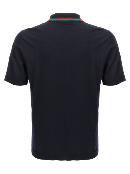 Polo Shirt by Gucci for men in wool blue presents a crisp silhouette, artfully detailed with a crisp and crisp .