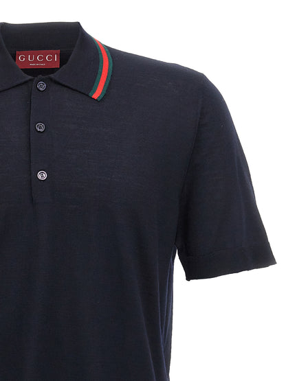 This Polo Shirt by Gucci for men in wool blue presents a flawless silhouette, showcasing flawless detailing and a refined for a truly flawless aesthetic.