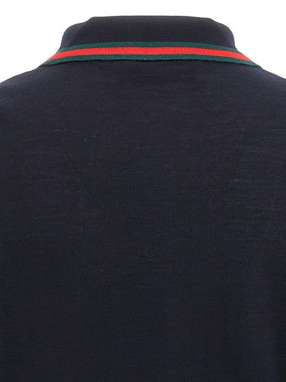 Polo Shirt by Gucci for men in wool blue features a eye catching silhouette, showcasing a refined and for a eye catching finish.