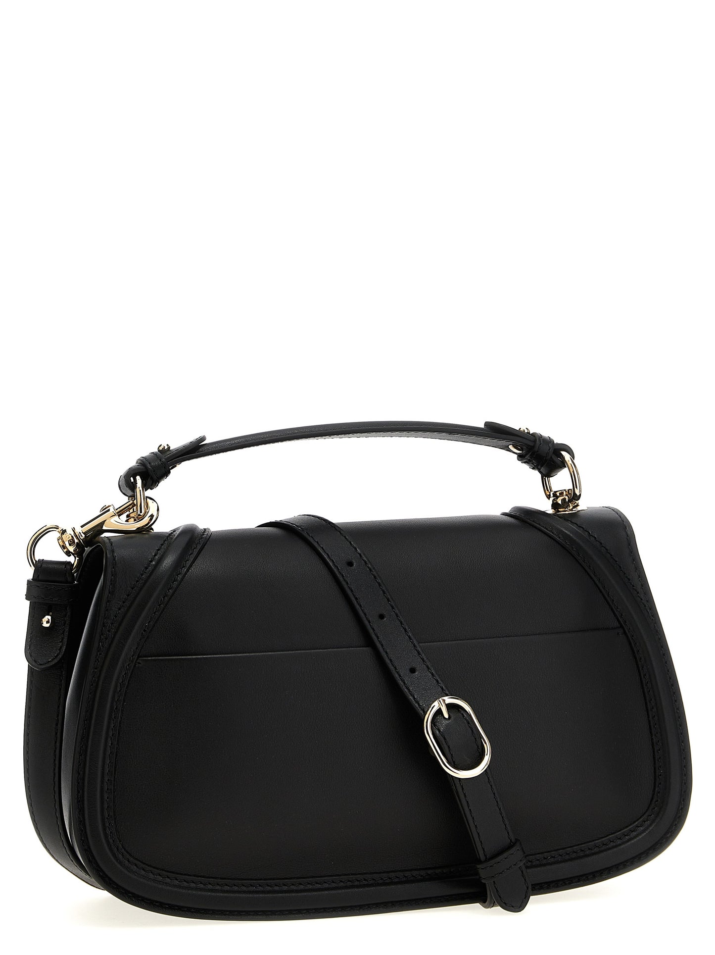 Medium Flap Handbag by Gucci for women in calfskin leather black features a contemporary silhouette, showcasing a secure flap & magnetic, ample , and contemporary shoulder-strap, handle & adjustable-strap for a sophisticated look.
