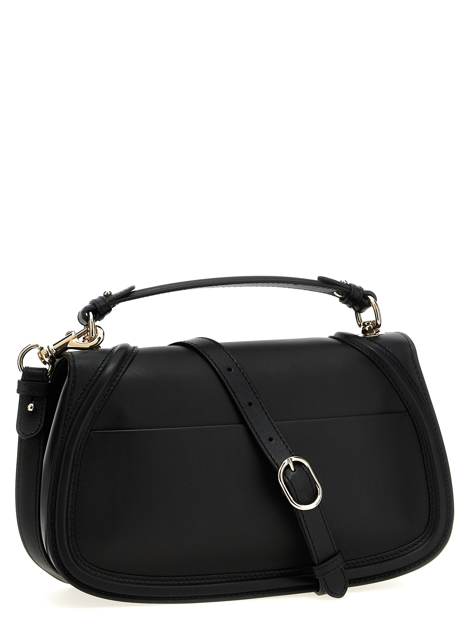 Medium Flap Handbag by Gucci for women in calfskin leather black features a contemporary silhouette, showcasing a secure flap & magnetic, ample , and contemporary shoulder-strap, handle & adjustable-strap for a sophisticated look.
