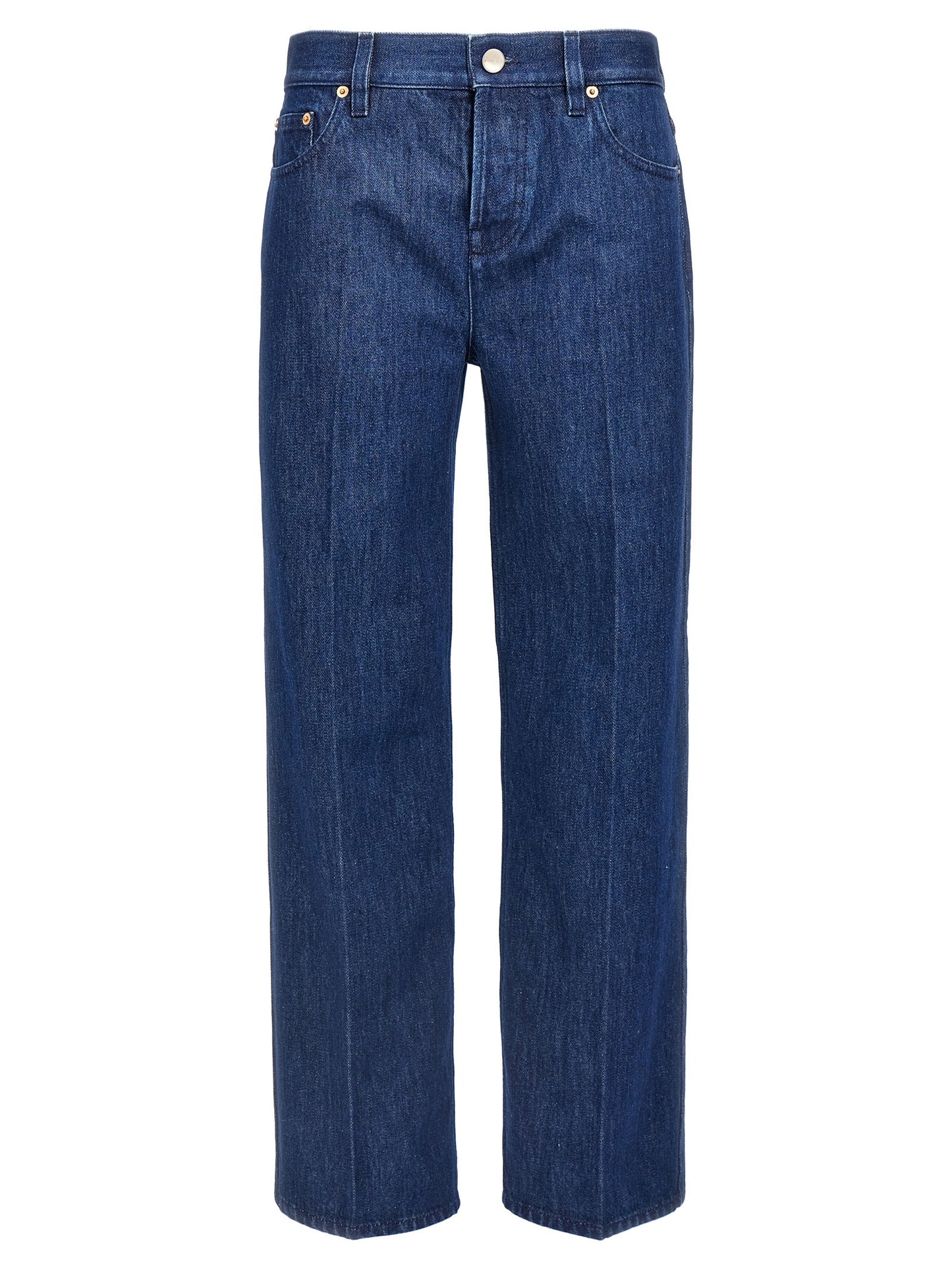 Jeans by Gucci for women in cotton denim blue & signature features a refined silhouette with a refined straight-leg, defined by a and a refined long for a refined finish.