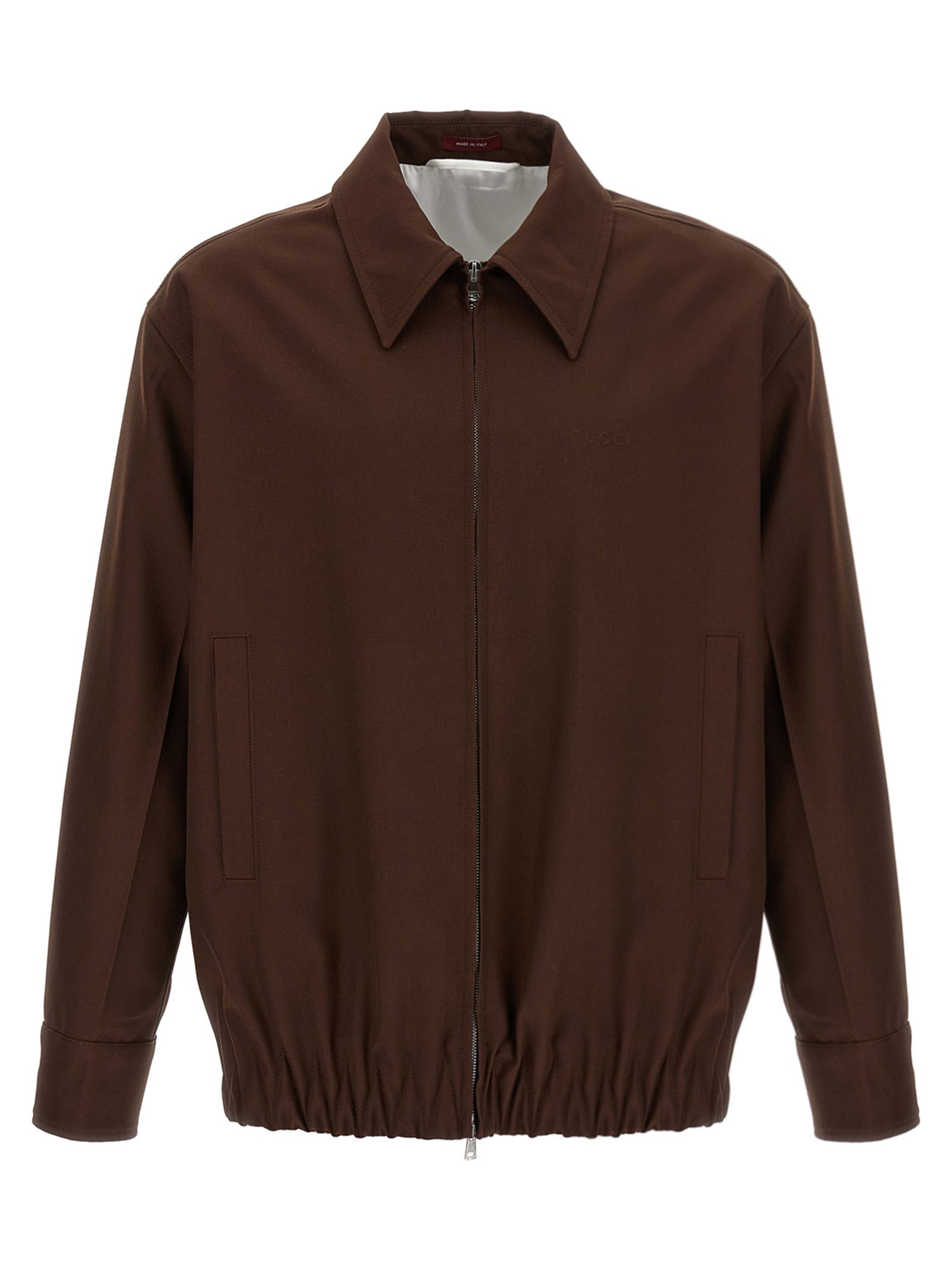 Overcoat by Gucci for men in wool brown showcases a architectural silhouette, artfully detailed with a distinctive and functional for a architectural finish.